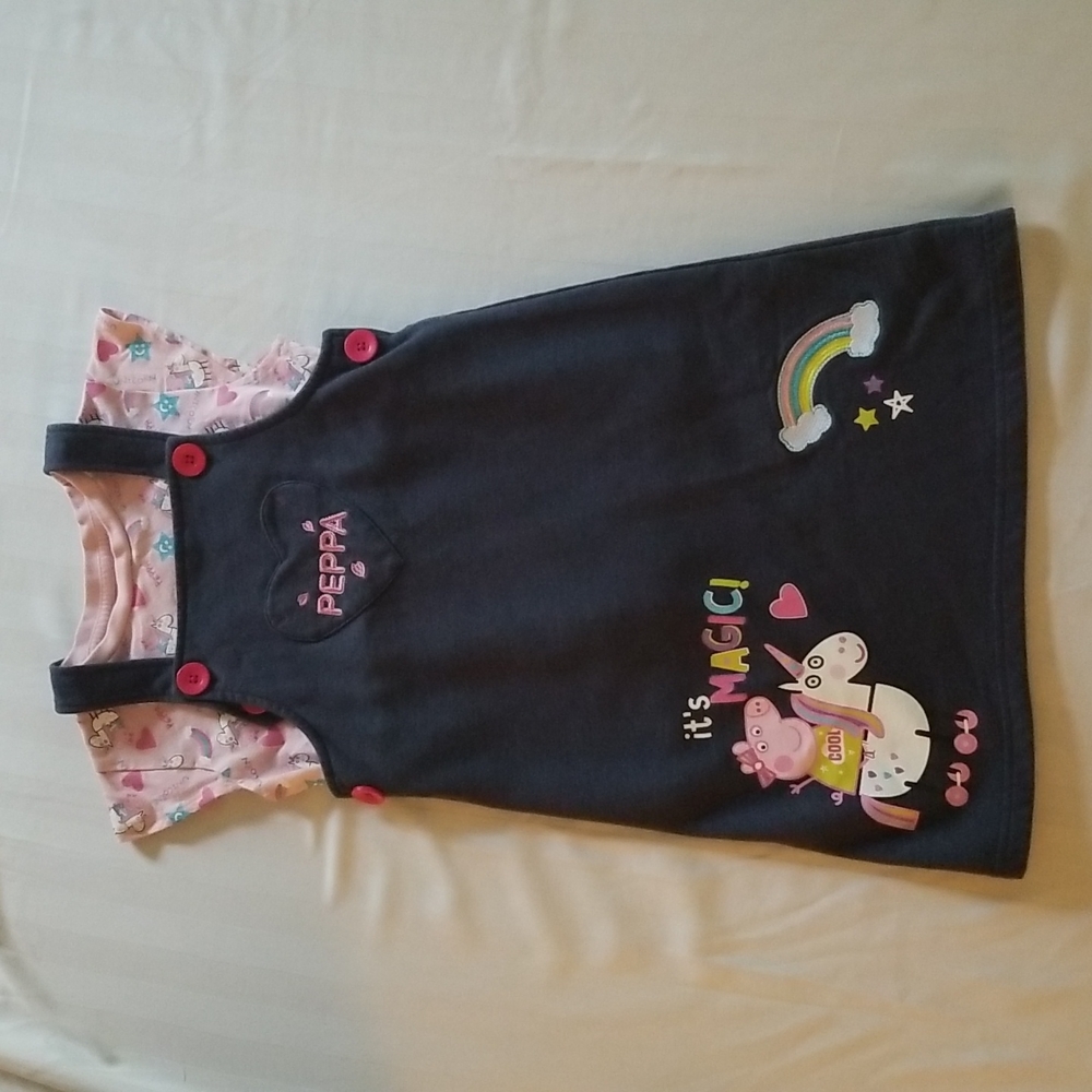 Peppa Pig Girls' Unicorn Pinafore Dress & T-Shirt